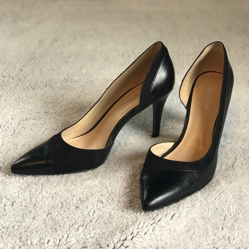 Nine West black leather/suede pumps - worn once!